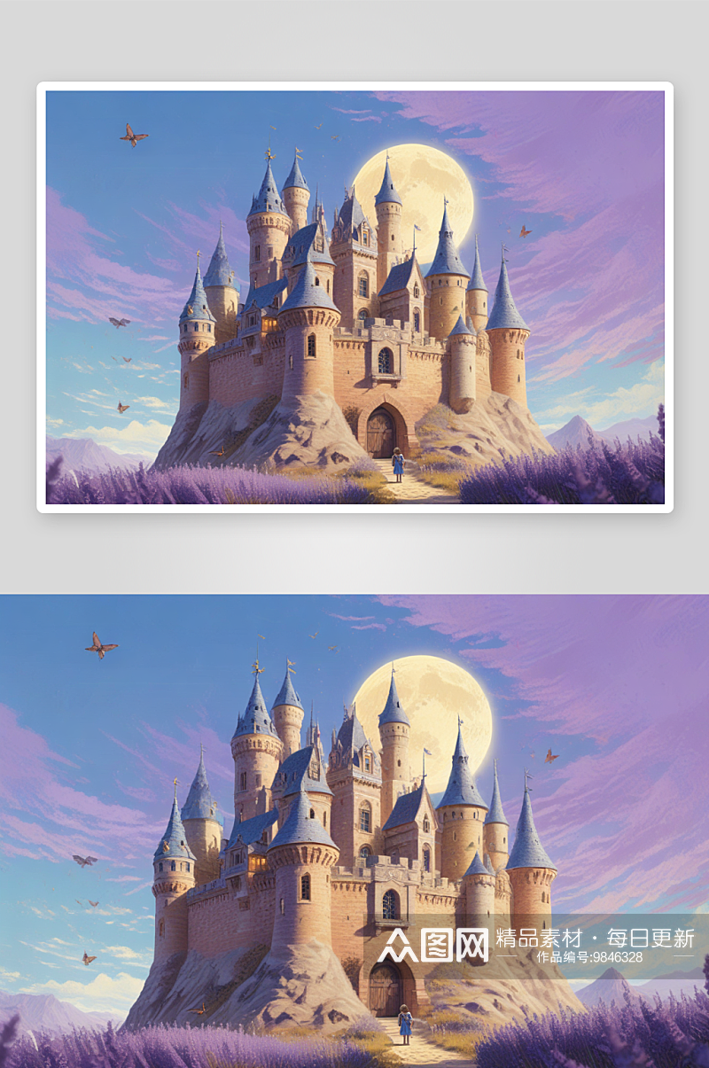 童心梦境的城堡插画素材