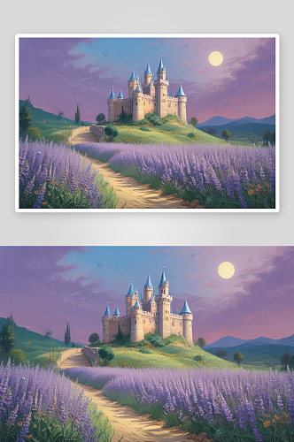 童心梦境的城堡插画