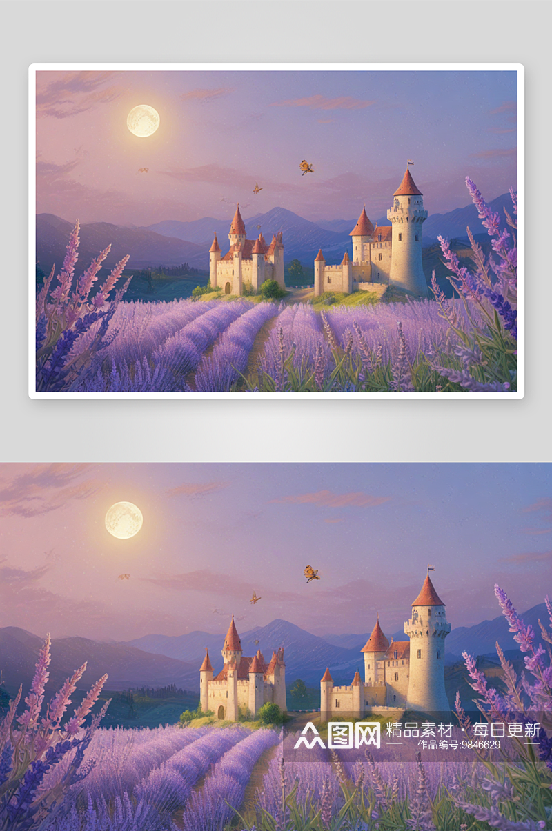 童话城堡的艺术绘画素材