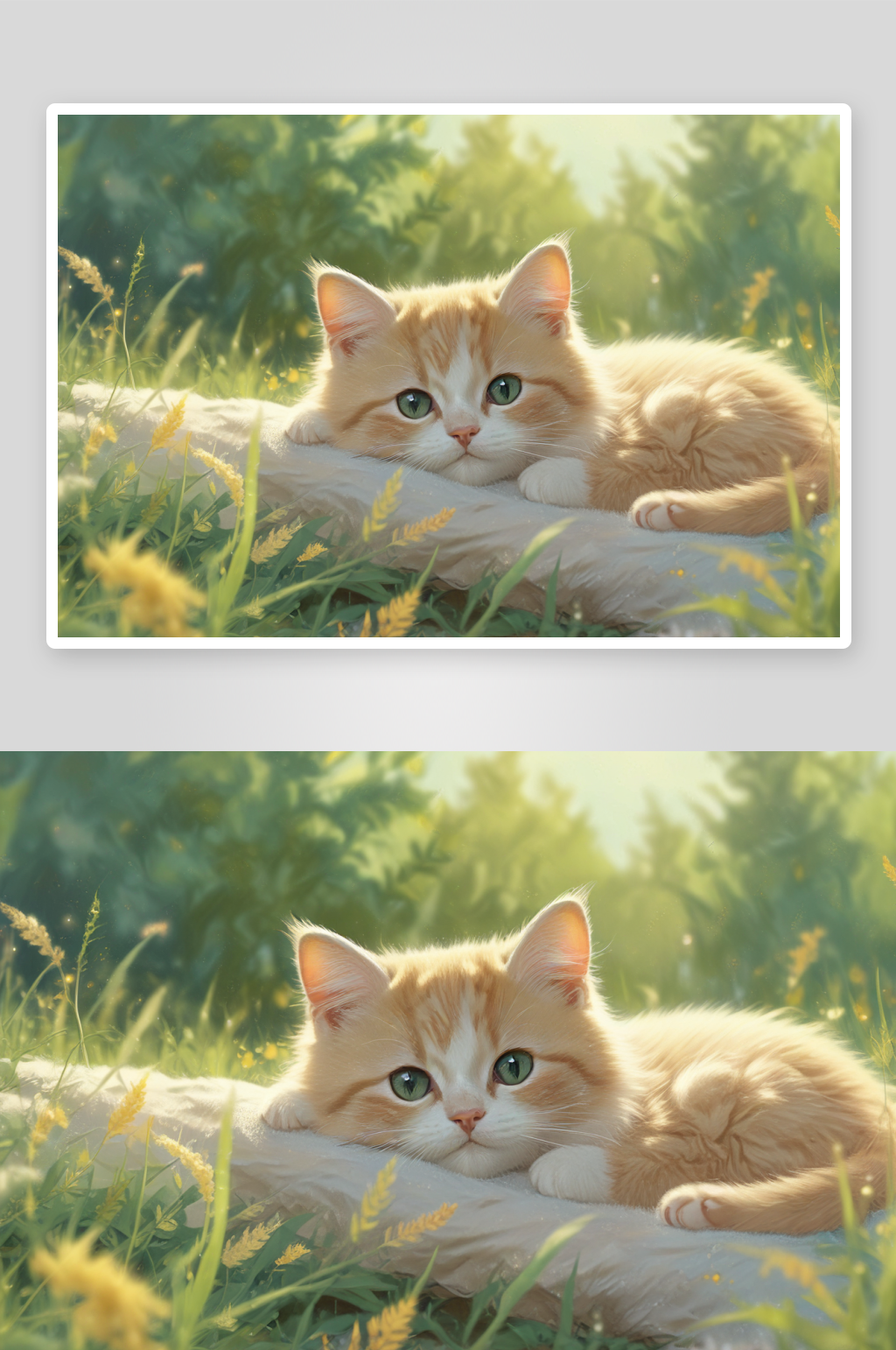 毛茸茸的小猫插画的自然之美素材