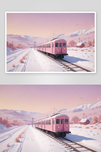 冬天里火车的雪景之旅