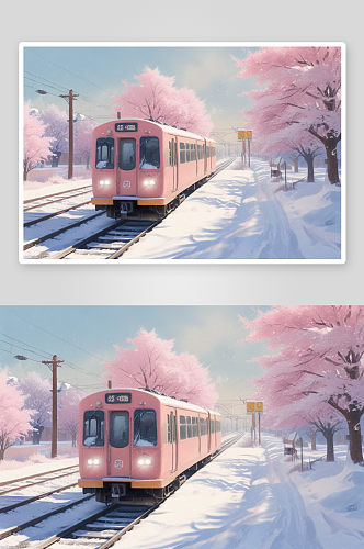 冬天里火车的雪景之旅