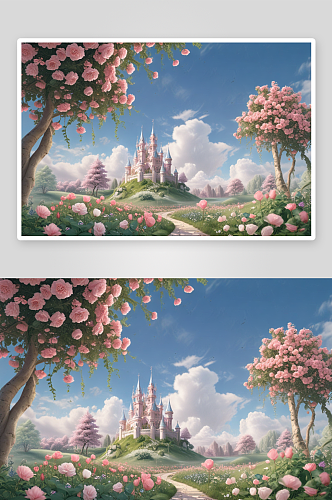 梦幻花园城堡的童话世界