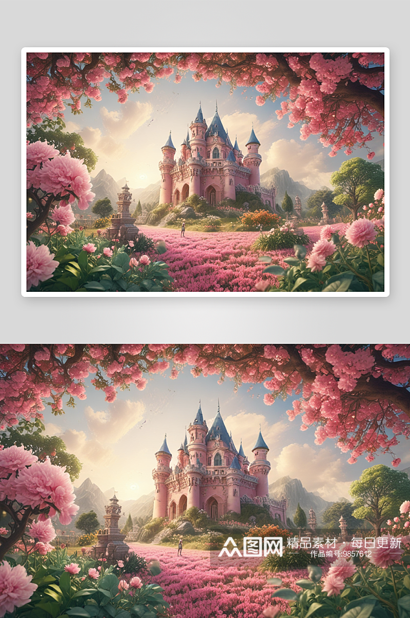 梦幻花园城堡的童话世界素材