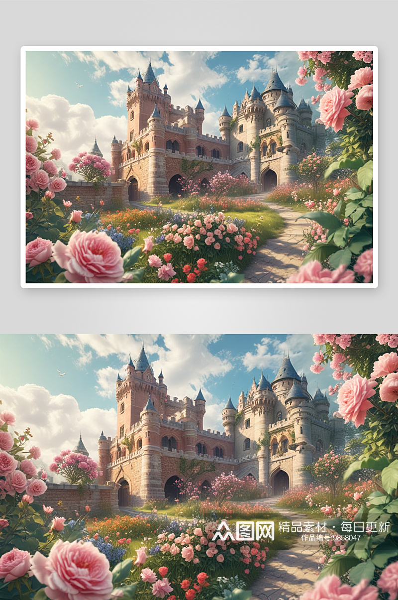 梦幻花园城堡的神奇魔法素材