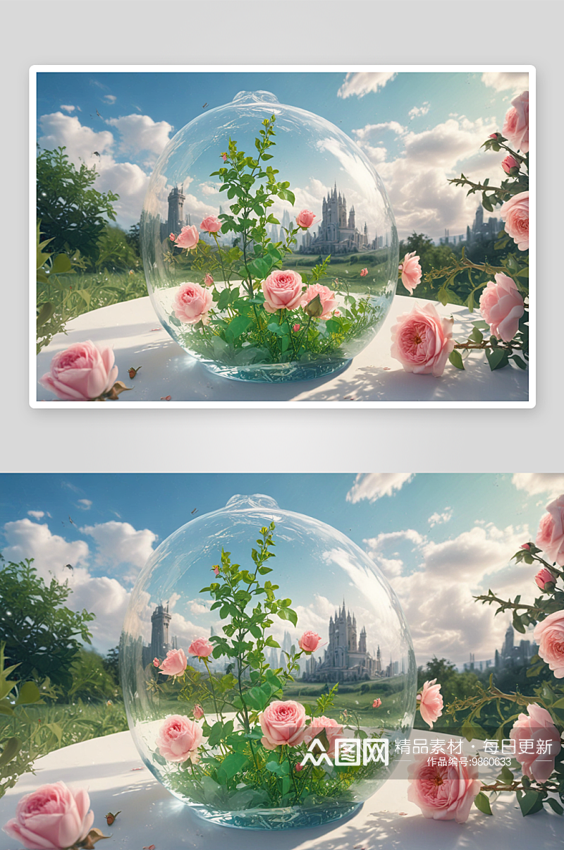 花园玫瑰世界的浪漫美景素材