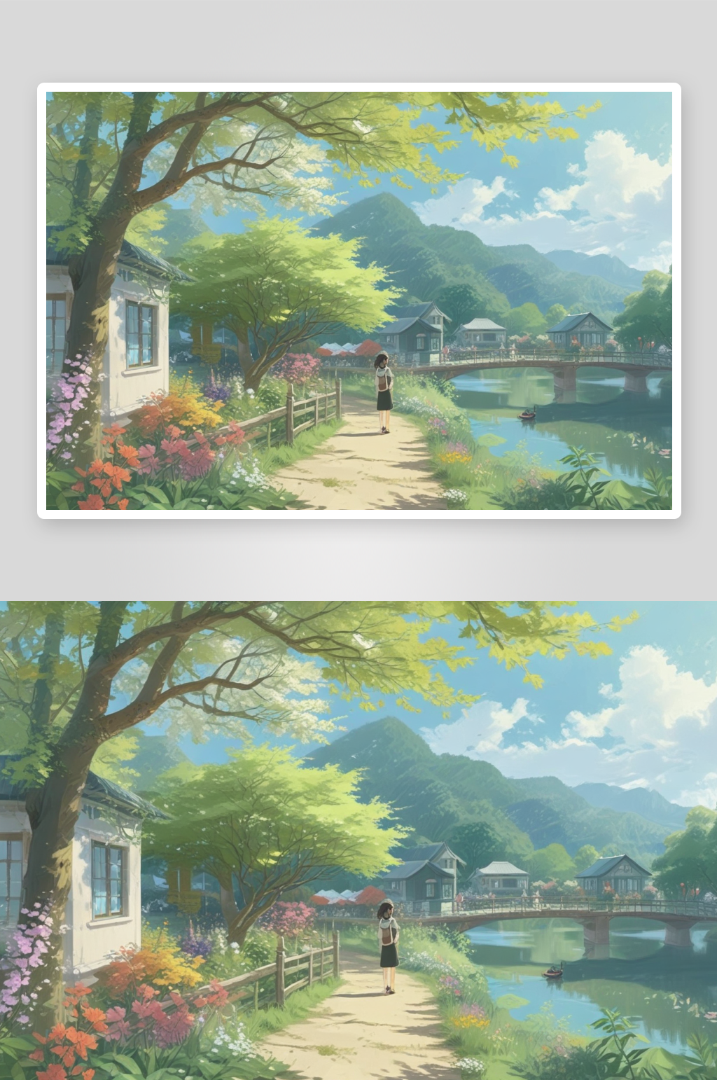 绿树房子插画自然元素的家居装饰素材