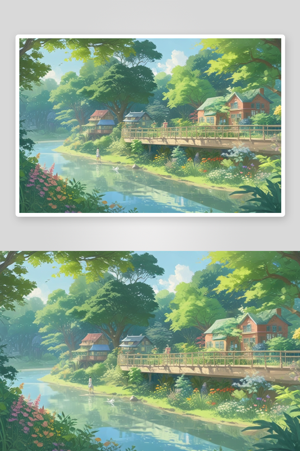 绿树房子插画自然与室内设计的完美结合素材