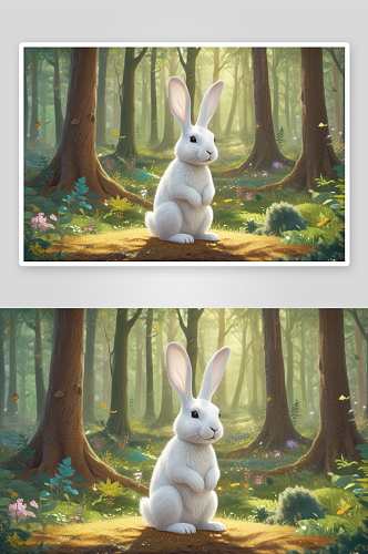 绿林兔子与自然融为一体的小生灵