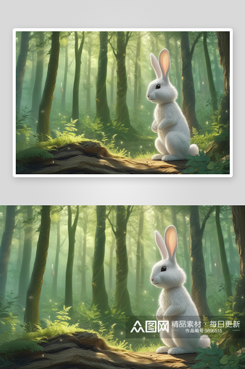 绿林奇兔与自然和谐共生的小动物素材