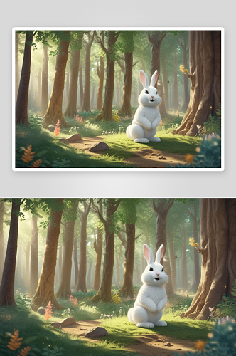 绿林奇兔与自然和谐共生的小动物