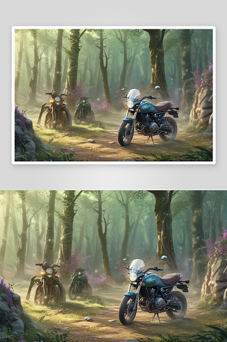 烈焰骑行摩托车插画的激情之美