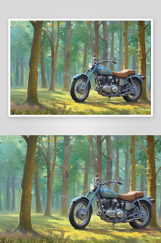 烈焰骑行摩托车插画的激情之美