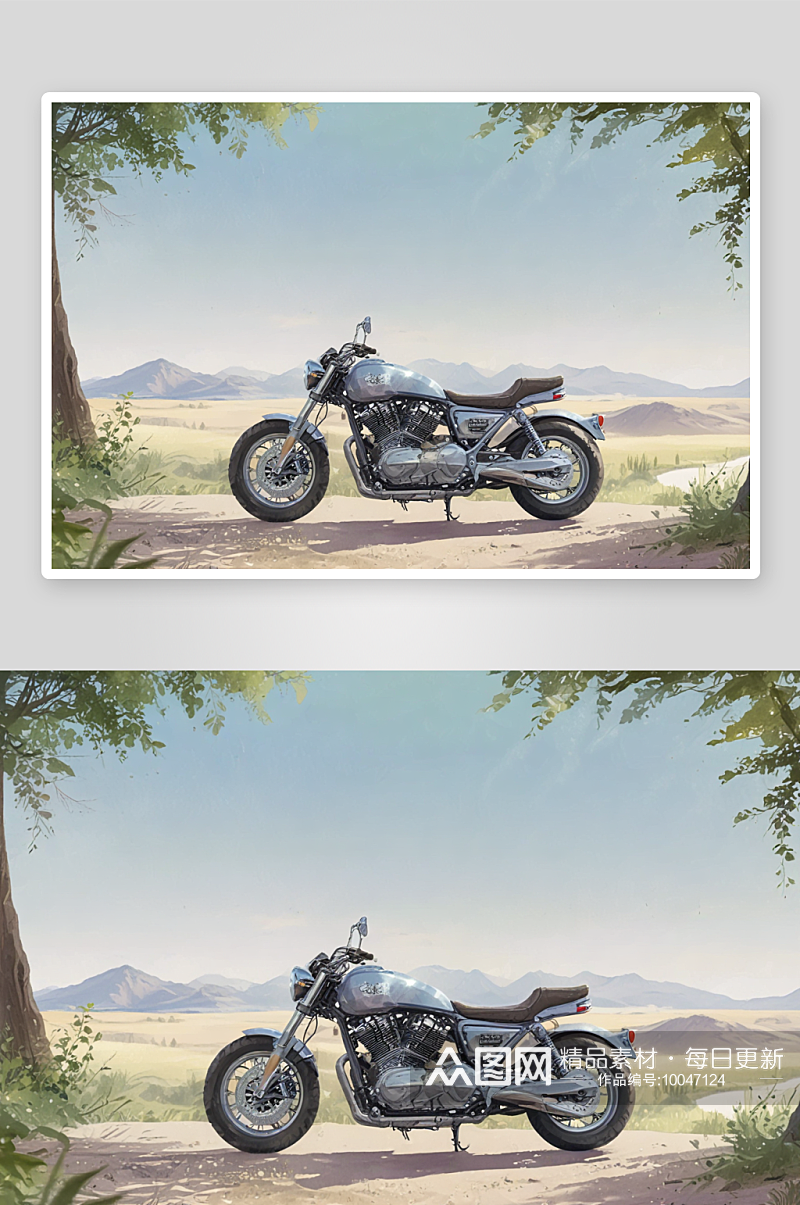 速度狂想摩托车插画的迅猛之美素材