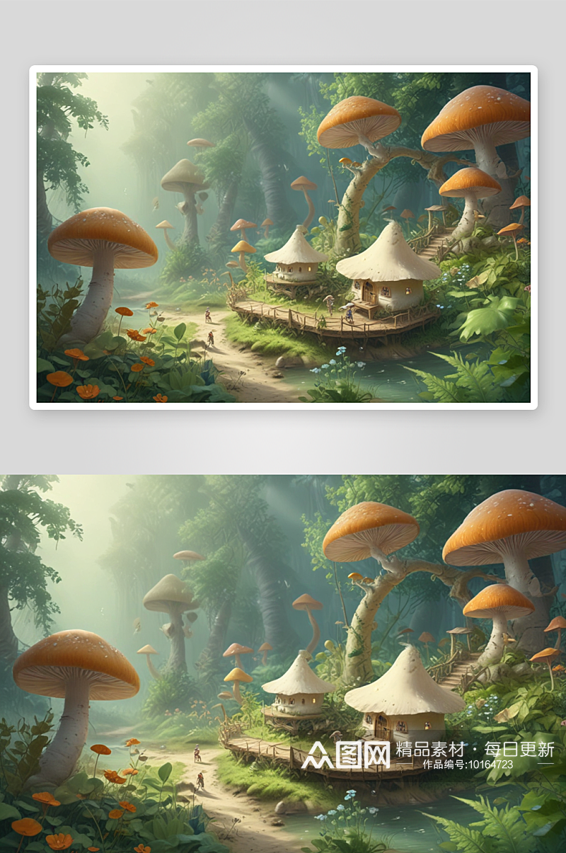 蘑菇丛林中的奇妙生物发现自然的多样之美素材