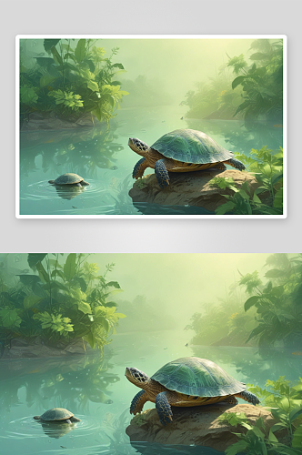 生动可爱的乌龟图画作品