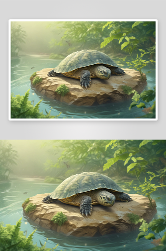 趣味画风的乌龟图画艺术