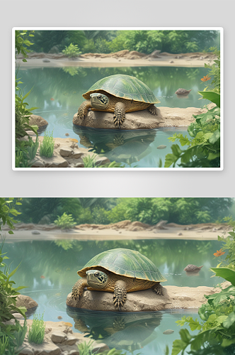 快乐欢笑的乌龟图画作品