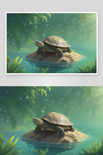 快乐欢笑的乌龟图画作品