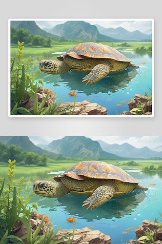 童真童趣的乌龟图画