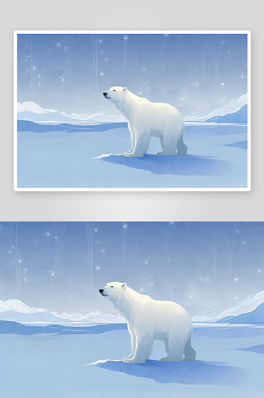创意设计的冰川北极熊图画创作