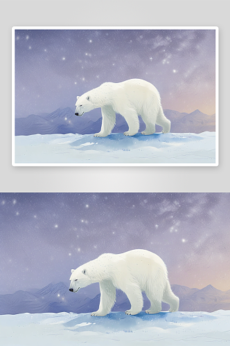 创意设计的冰川北极熊图画创作