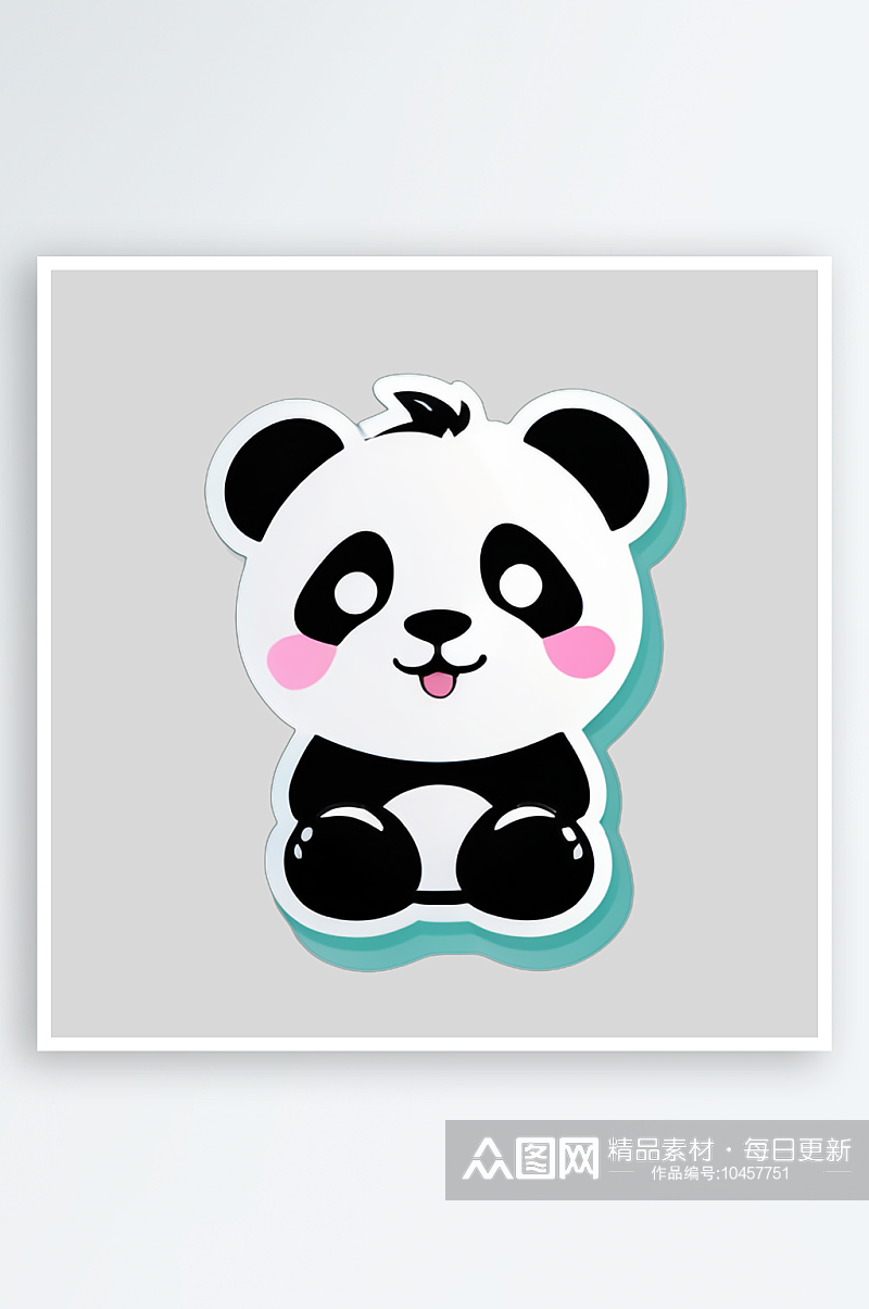 创意熊猫卡通插画装饰贴纸素材