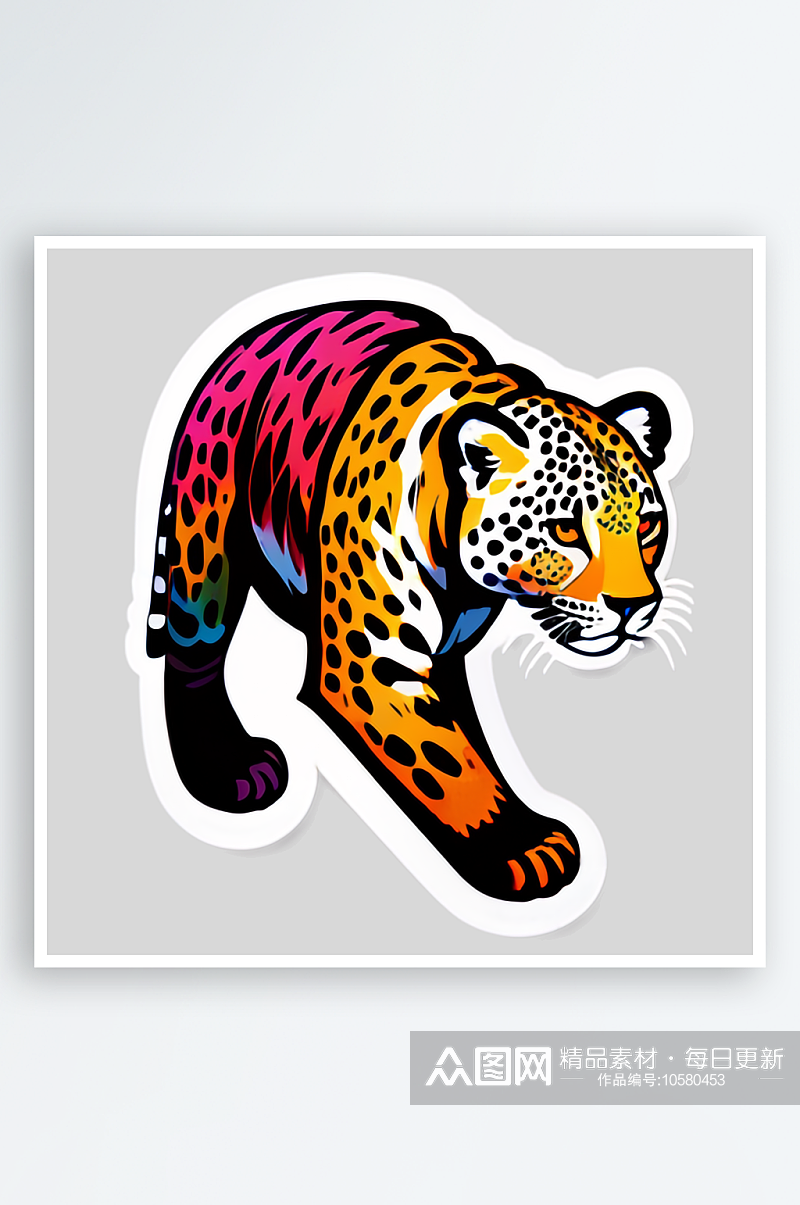 美轮美奂的豹子贴图插画设计素材