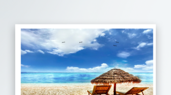 蓝天白云夏日海边度假背景可循环-众图网