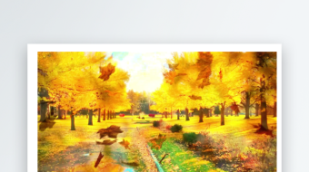 秋天落叶唯美金色舞台背景-众图网