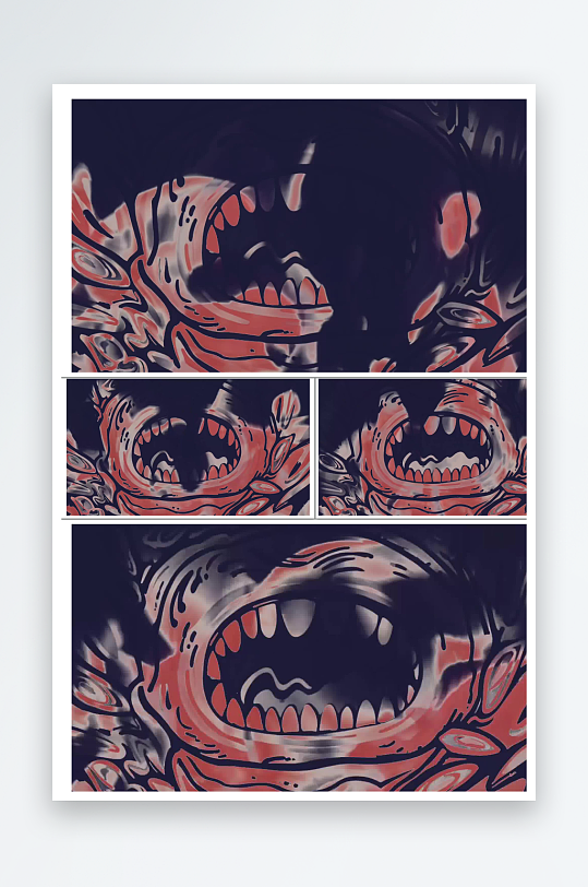 尖叫炙烤动画表现主义艺术背景-众图网