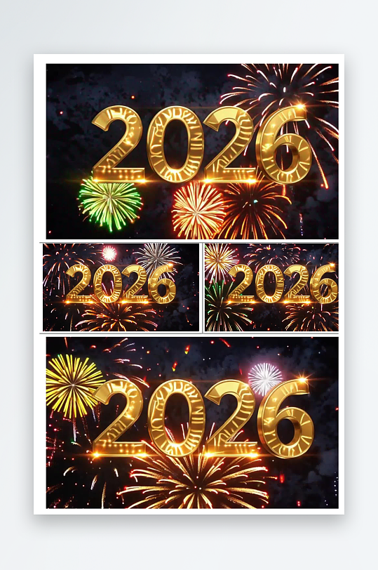 2026元旦跨年夜新年烟花绽放动画背景-众图网