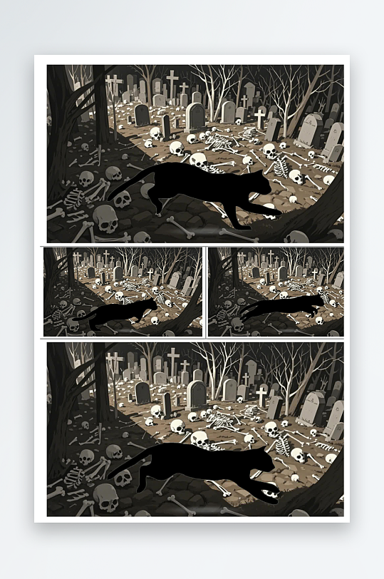 坟地野猫奔跑可循环动画-众图网