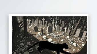 坟地野猫奔跑可循环动画-众图网