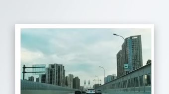 开车在路上城市道路交通高架桥实拍素材-众图网