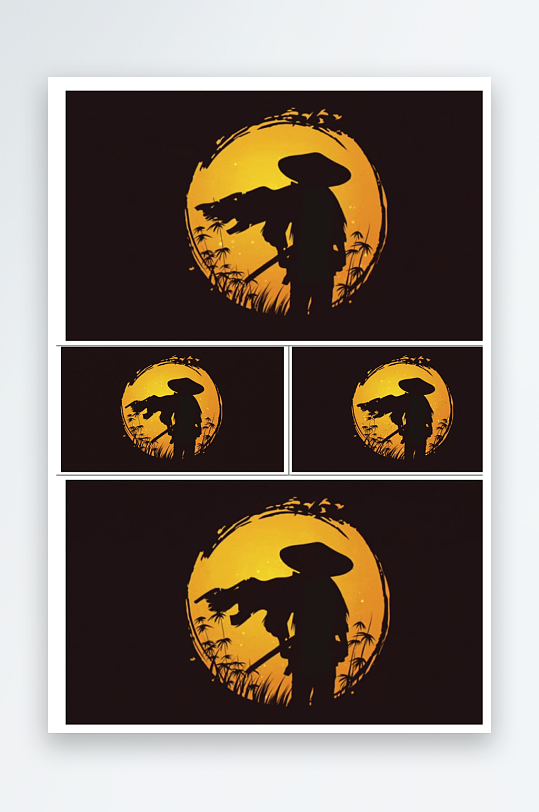 武侠人物剪影动画可循环-众图网