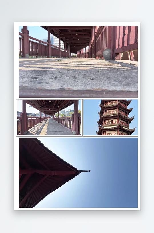 地砖长廊高塔飞檐中式古建筑实拍素材-众图网