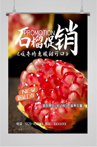 秋日石榴水果促销海报