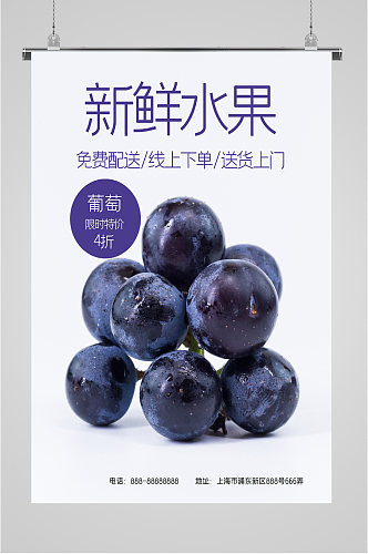新鲜水果蓝莓海报