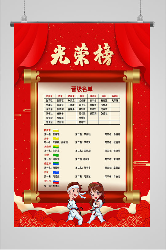晋级名单光荣榜海报