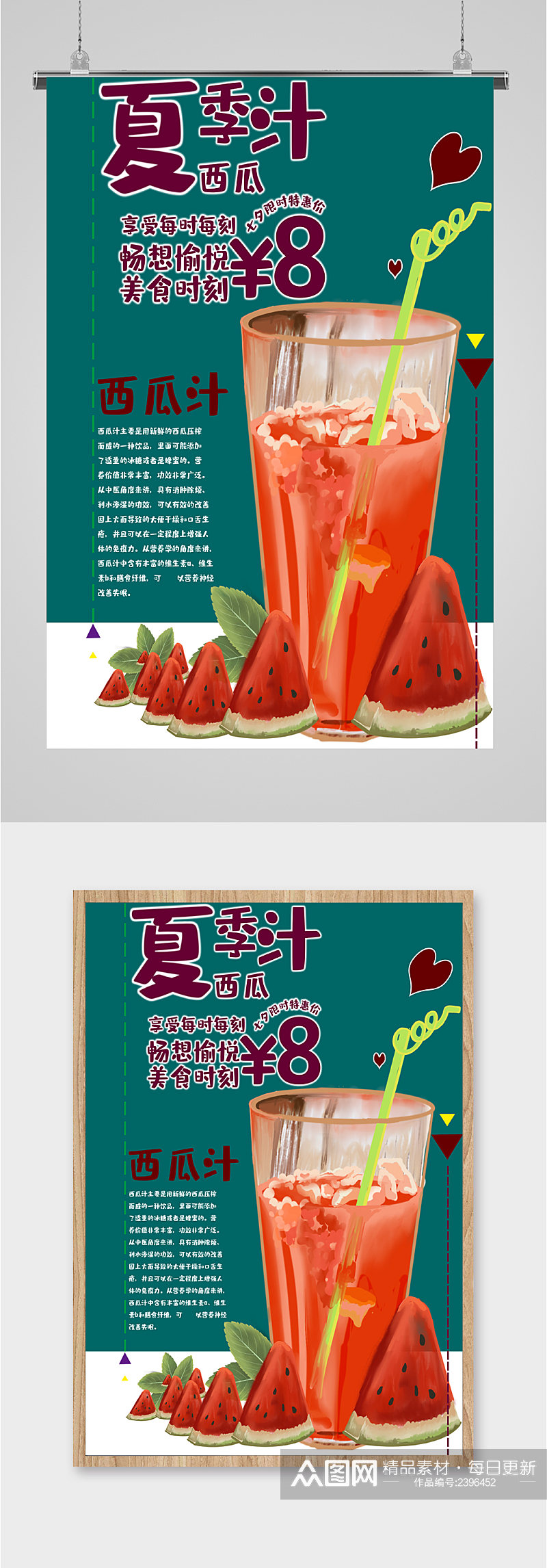 夏季西瓜汁饮品海报素材