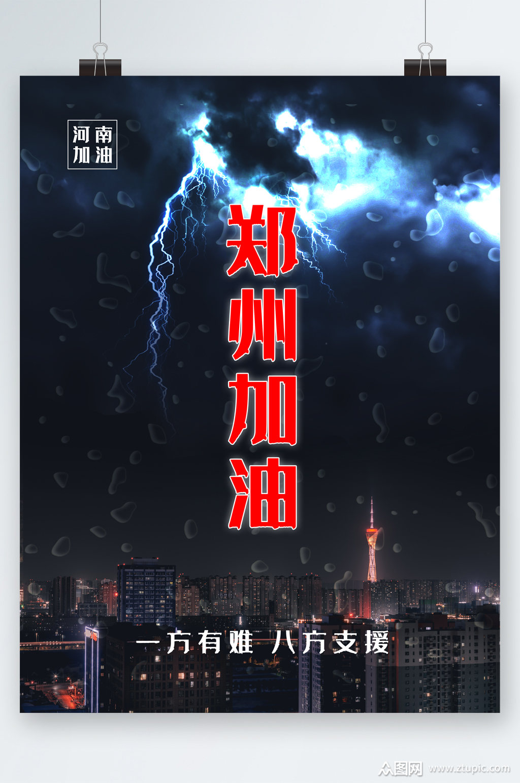 郑州加油一方有难八方支援海报