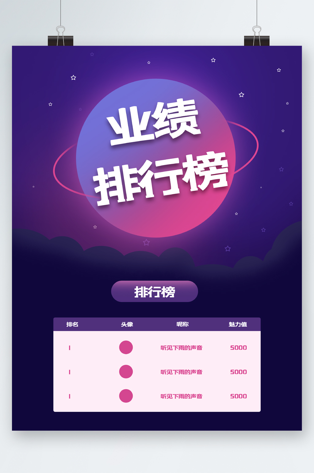 业绩排行榜简约海报素材