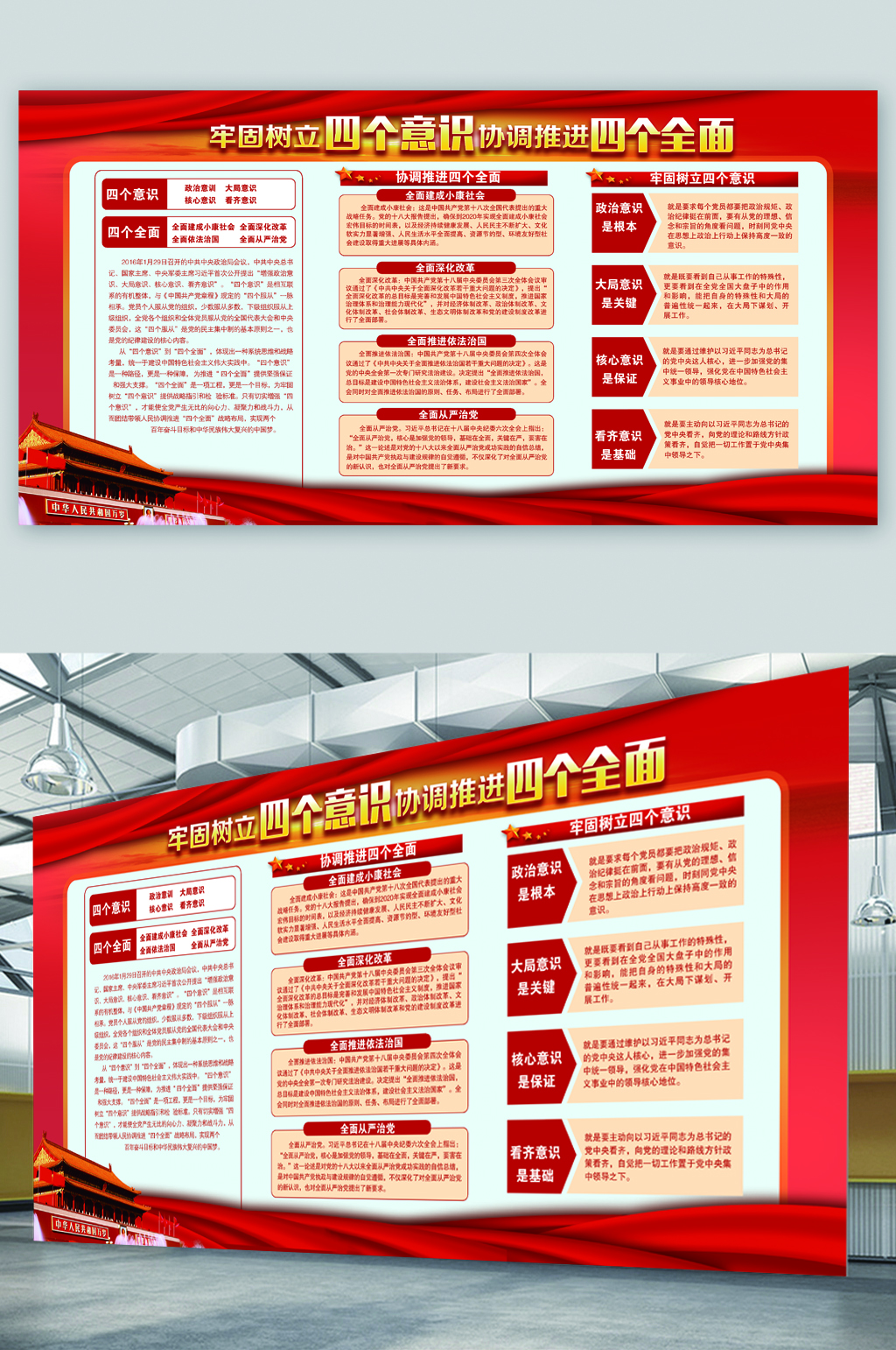 四个意识四个全面展板素材