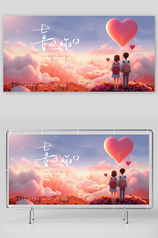 浪漫七夕节活动展板