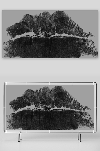 创意黑白唇印免抠元素