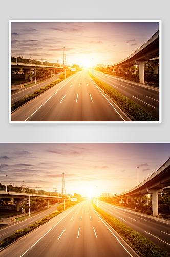 高清高速公路风景摄影图