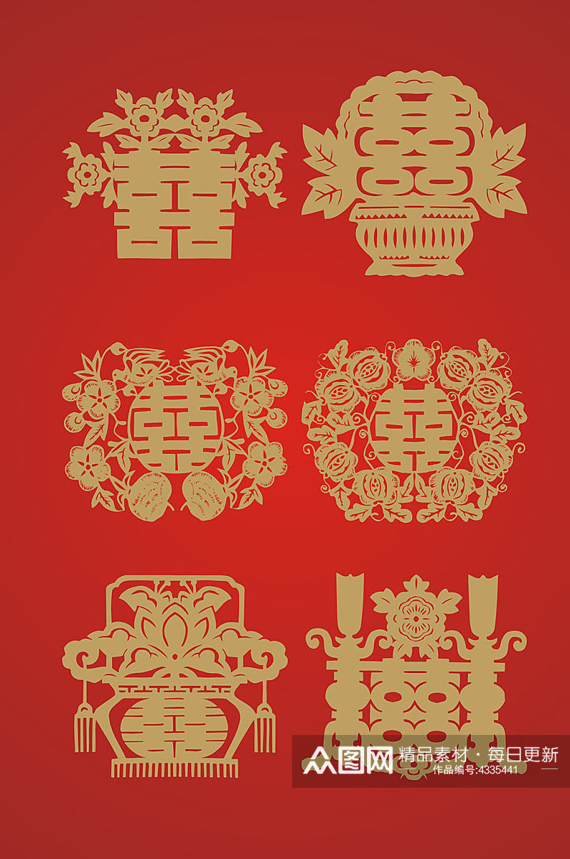 中国传统喜字剪纸素材