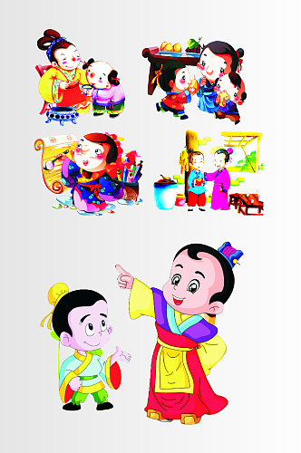 中式卡通人物校园文化元素
