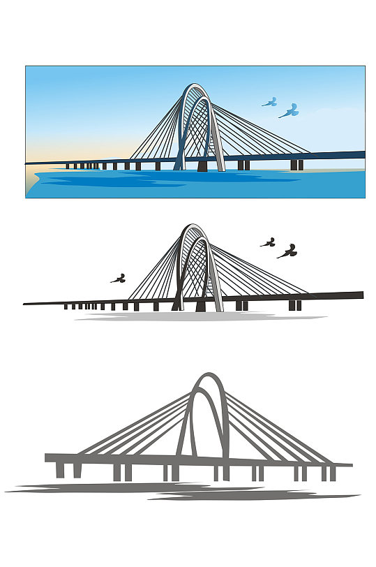 锦州地标元素云飞大桥-众图网